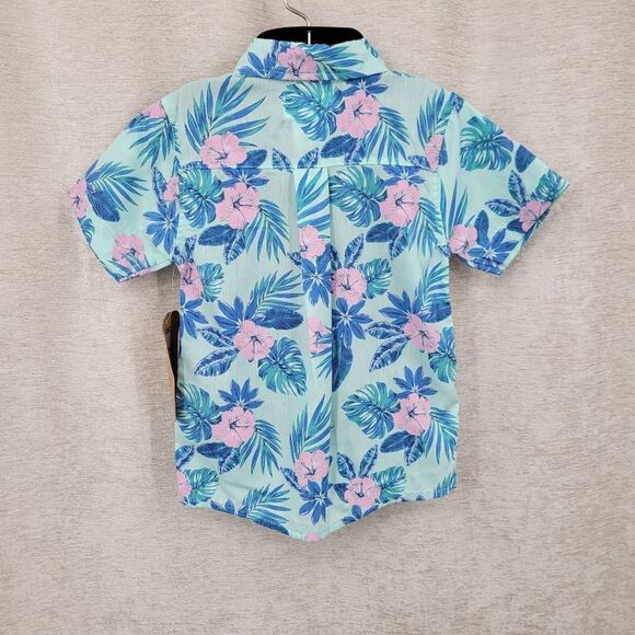 Alex & Jack Tropical Floral Kids Shirt Blue and Pink - Picture 5 of 8